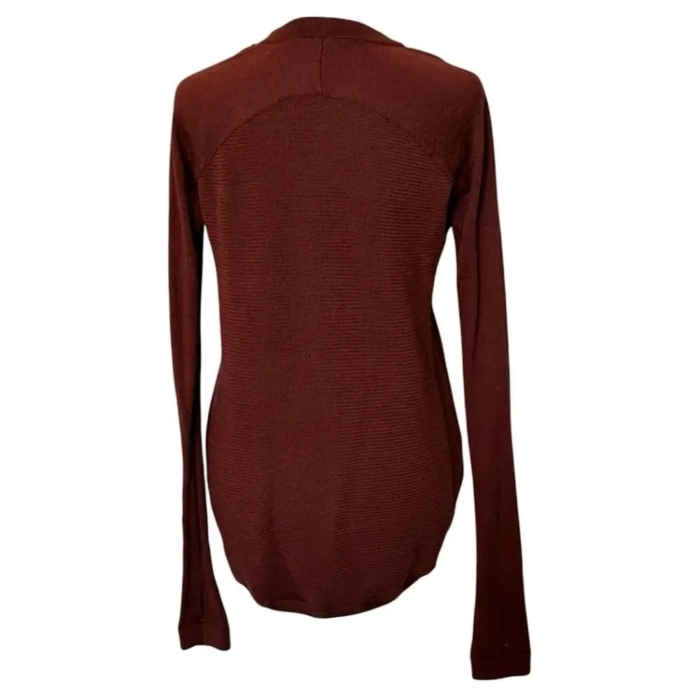 Lululemon Merino Wool Crewneck Pullover Knit Savannah Sweater Maroon Size 8